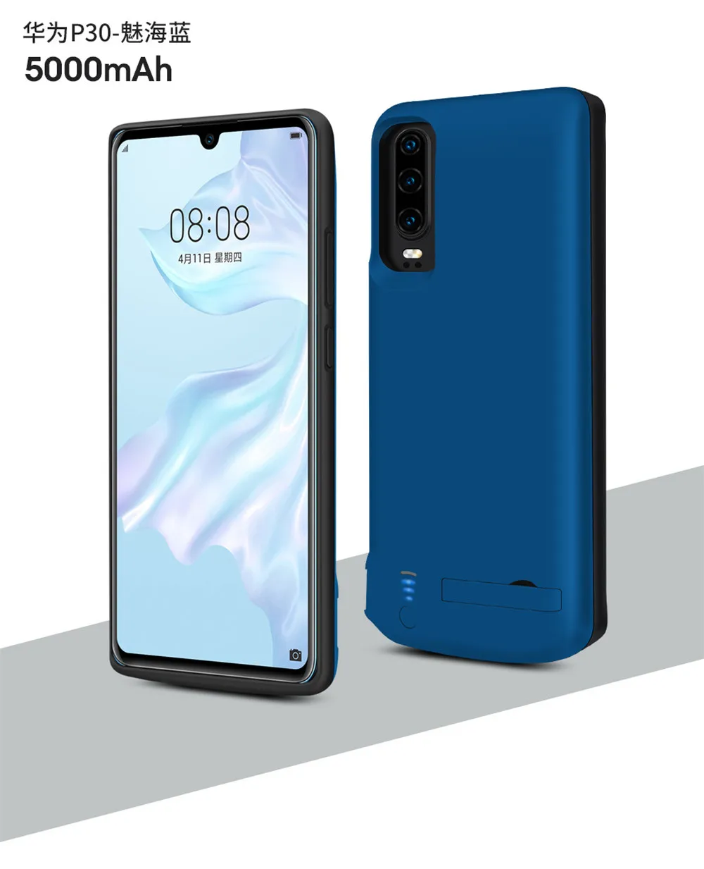 P30 Blue Силиконовый ударопрочный чехол для зарядки батареи с держателем для huawei P30 Pro Чехол для резервного копирования Внешний Смарт-аккумулятор - Цвет: P30 Blue