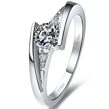 

Brilliant Moissanite Star Jewelry Test Positive 1CT Solid 585 White Gold Engagement Ring Synthetic Gemstone Jewelry 14Karat Gold