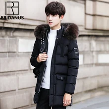 Новинка, парка, мужские пальто, зимняя повседневная куртка для мужчин, тонкая утепленная меховая верхняя одежда с капюшоном, Высококачественная Хлопковая мужская стеганая куртка M622