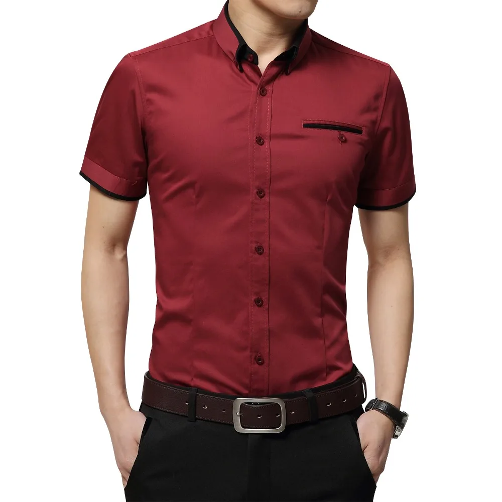 Новое поступление, брендовая мужская летняя деловая рубашка, рубашка с короткими рукавами и отложным воротником, рубашка-смокинг, мужские рубашки больших размеров 5XL