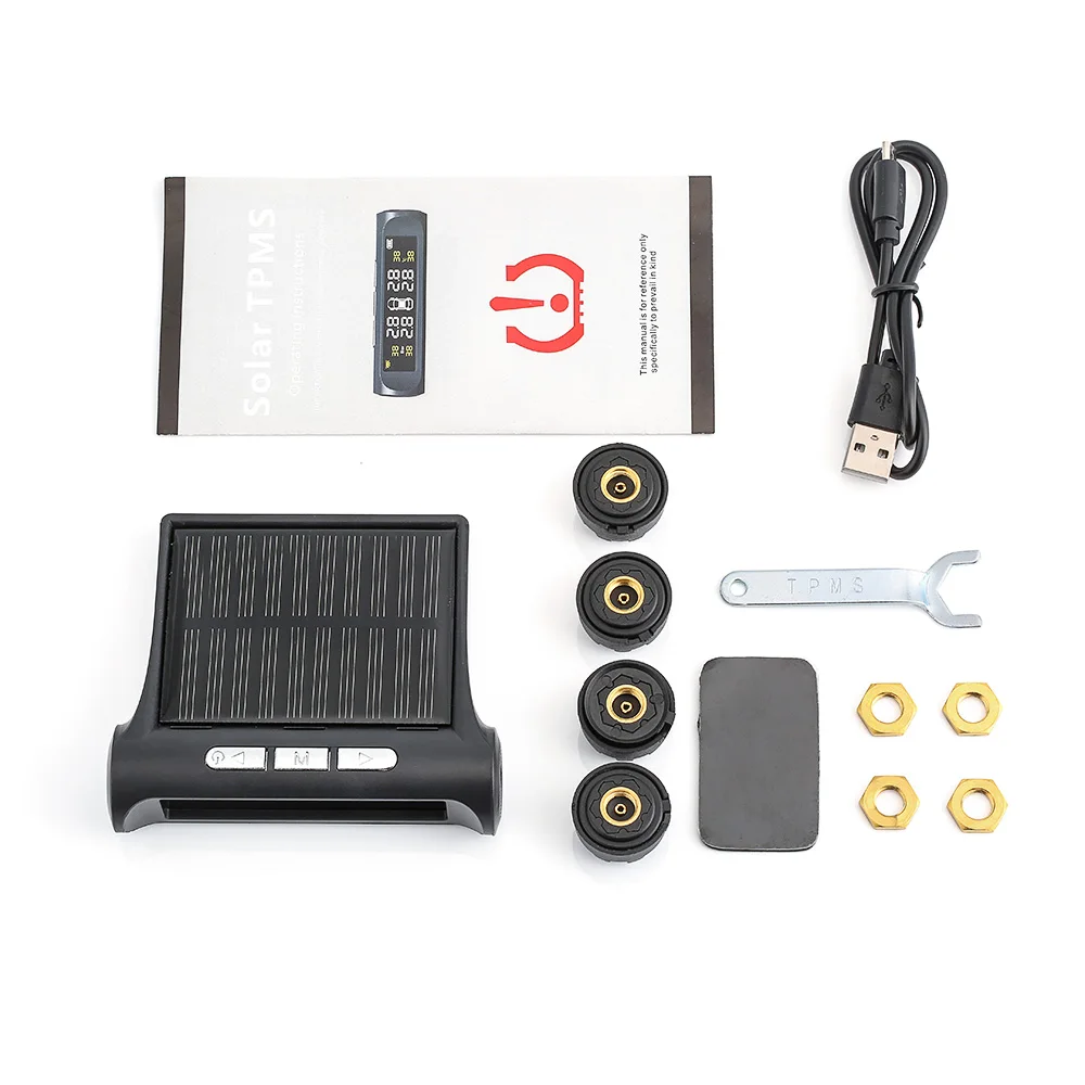 Smart Car TPMS Tyre Pressure Monitoring System Solar Power charging Digital LCD Display Auto Security Alarm Systems for corolla