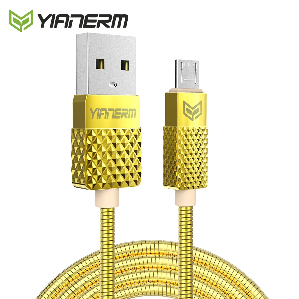 

Yianerm 1m Micro USB Metal Cable Fast Charge USB Data Sync Cable For Samsung S7 S6 Huawei Xiaomi 4X Tablet Android Phone Cable