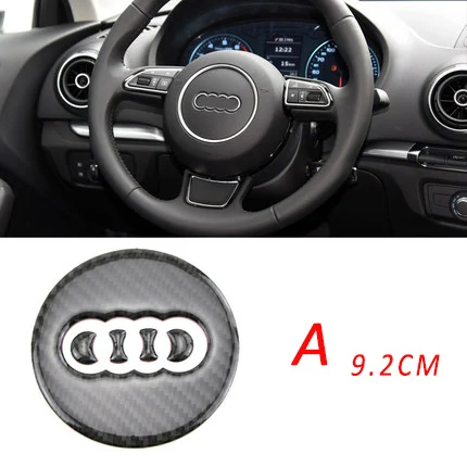 A Round 9.2cm Для Audi A4 B6 B7 B8 A3 автомобильные брелки с логотипом рулевого колесная наклейка Стикеры отделкой из углеродного волокна эмблемы для A5 A6 C6 A7 A8 Q3 Q5 Q7 TT RS3 - Название цвета: A Round 9.2cm