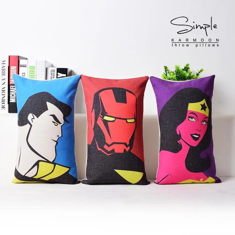 Superman pillow cover, Wonder woman superman iron man superhero waist