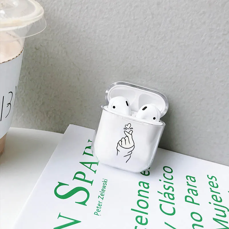 Мягкий силиконовый чехол для наушников Apple Airpods 1/2 с надписью милый прозрачный