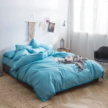 

Brief Solid Color linen sheets long staple cotton 4pcs Bedding Set duvet covers brief modern style bed clothes