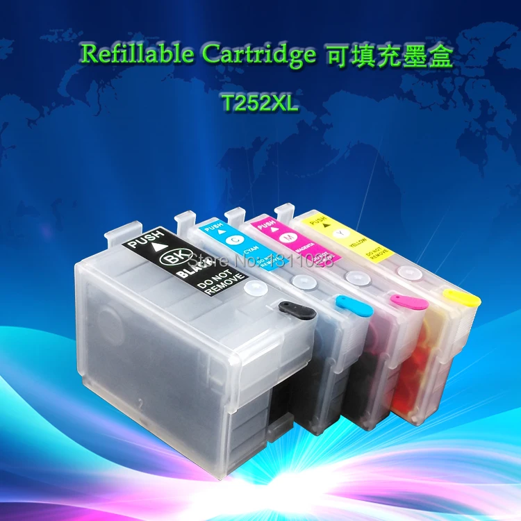 INK WAY T2521 T2524 252XL Chipped Refillable ink cartridge with ink,hot sale printer cartridges