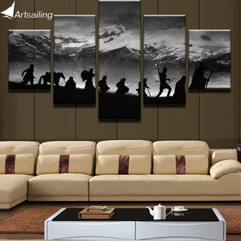 

5 piece canvas painting Lord ring HD posters and prints canvas painting for living room free shipping XA2156A