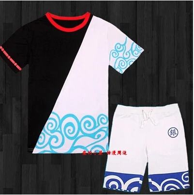 

Cos Anime GINTAMA Cosplay Summer Man And Woman Set Short Sleeve T-Shirt+Short Pants