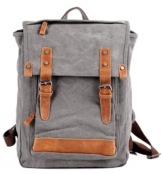 

Multifunction Fashion Men Backpack Vintage Canvas Backpack Leather School Bag Neutral Portable Wearproof Travel Bag
