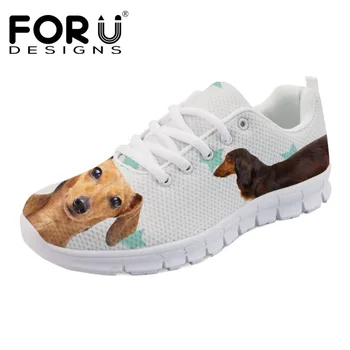 

FORUDESIGNS Lovely Animal Dachshund Dog Pattern Shoes Flats Women Luxury Brand Women's Casual Sneakers Breathable Zapatos Mujer