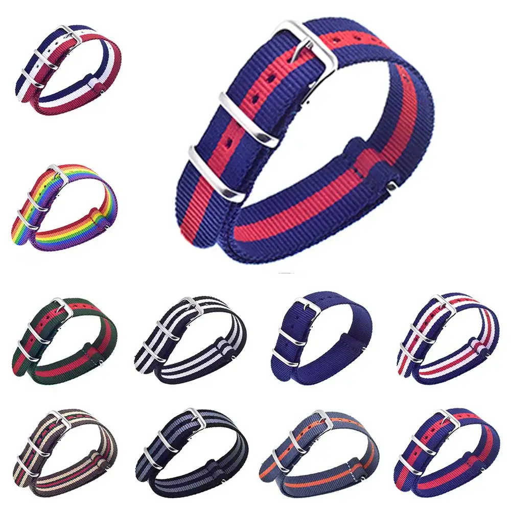 

18mm 20 mm 22mm Grey/Orange/Black Nato Woven Fiber watchband 20mm Nylon Watch Bracelet Strap Wristwatch Band Buckle Man Women