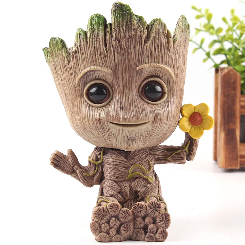 

Marvel Guardians of the Galaxy Tree Man Flowerpot Pen Pot Action Figures PVC Collection Model Cute Toys Gifts