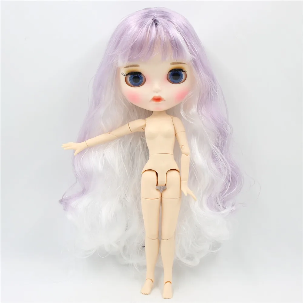 Ледяная кукла DBS Blyth 1/6 bjd белая кожа сужение тела фиолетовые белые волосы Новые