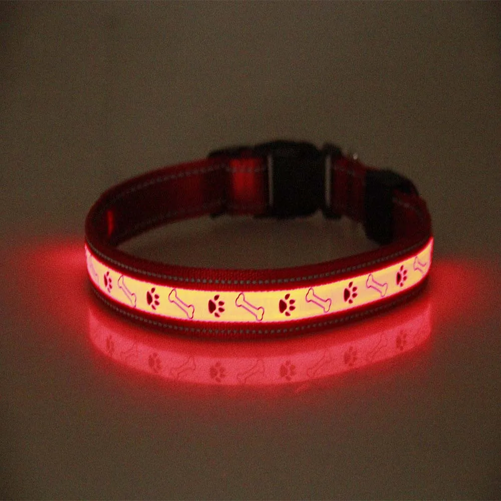 Buy Dog Collar Lighted Adjustable Luminous LED Light Halloween Pet Dog Safety
