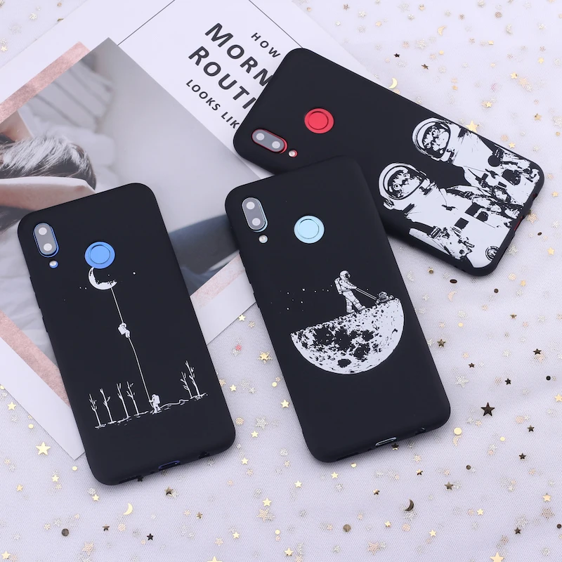 Силиконовый чехол для телефона Xiaomi mi Red mi Note 5 6 7 8 9 lite Pro Plus Space Moon Astronaut Stars Candy