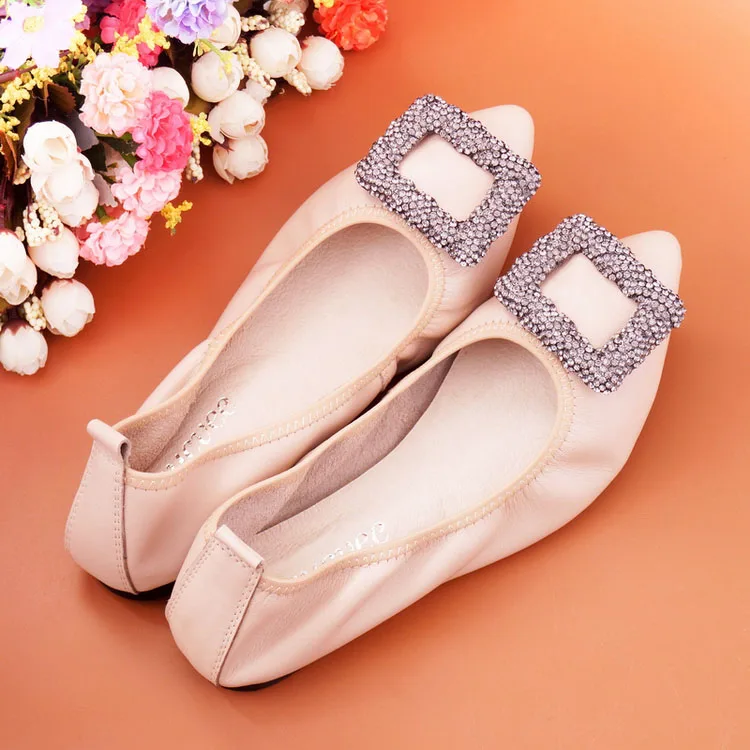 Designer Shoes Women Luxury 2018 Ballet Flats Sexy Pointed Toe Genuine Leather Shoes Women Ballerina Slip On Mocassim Feminino (23)