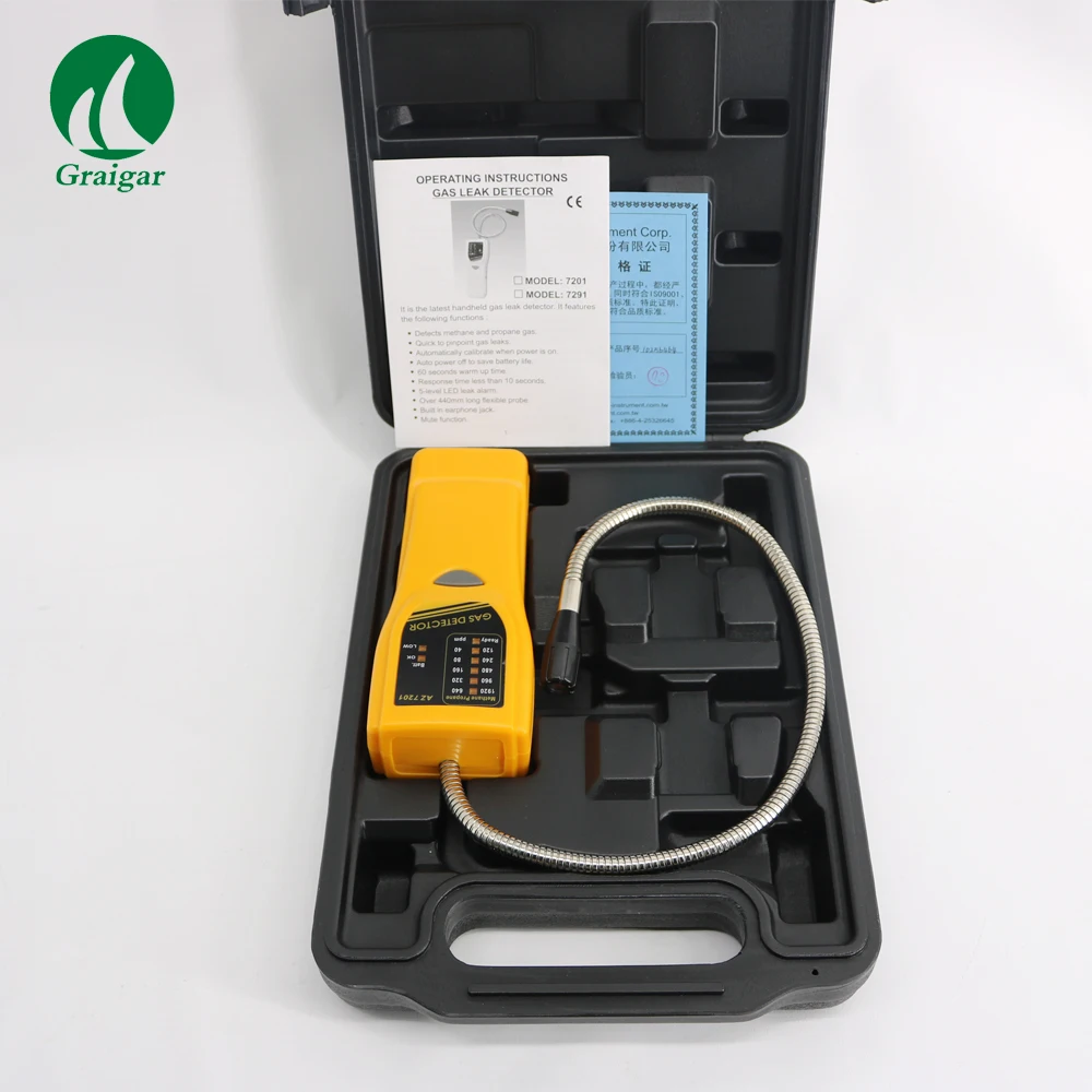 

Handheld Type Detector Checking Methane and Propane Gas Leakage AZ7201 with 120-1920PPM Methane Measuring Range