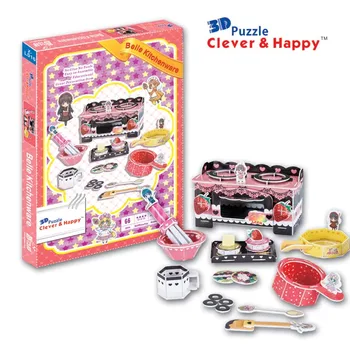 

Candice guo 3D puzzle DIY toy paper building model assemble hand work game play house kitchenware cook girl birthday gift 1set