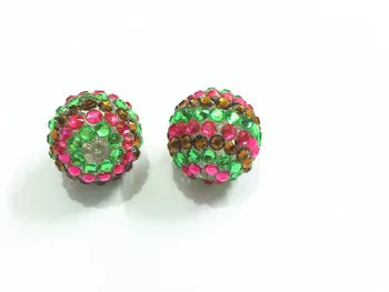 

Newest !! 20mm 100pcs/lot Green/Hotpink/Brown Striped Resin Rhinestone Ball Beads,Chunky Beads For Kids Jewelry Making