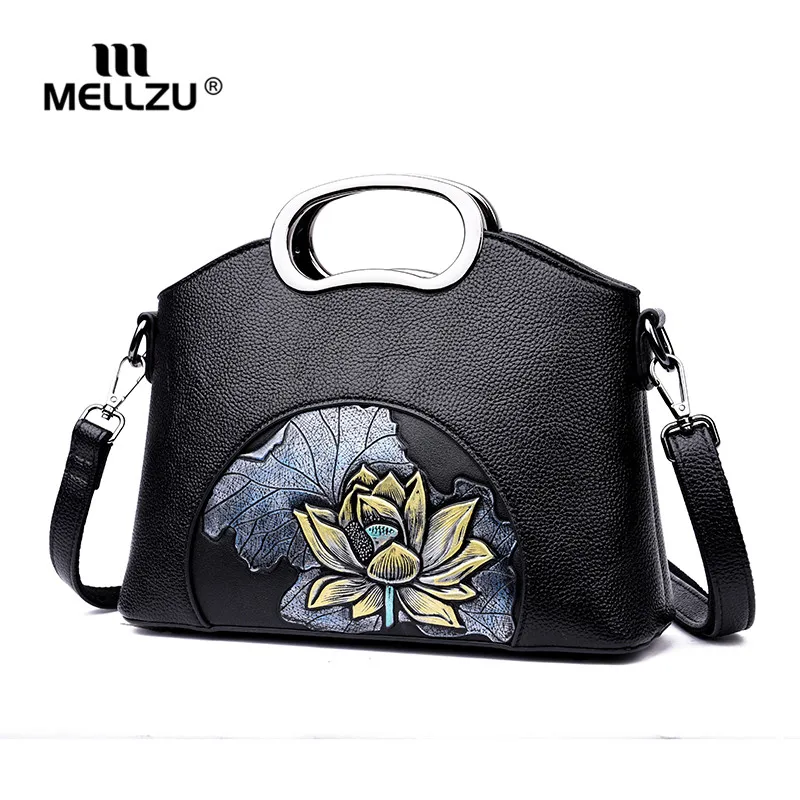 

Mellzu Brands 2018 Messenger Bags Women Handbag Flower Embroidery Women Shoulder Bags Pomen PU Leather Tote Bag Ladies Bags