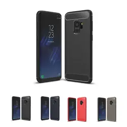 Для samsung GALAXY S9 S9plus A8 A8plus 2019 Углеродного Волокна Текстурированные случае царапинам чехол телефона ТПУ ударопрочный Shell