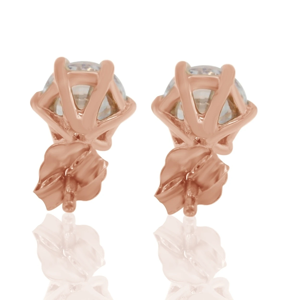 3.00 Ct D/VVS1 Round Cut Solid 10K Rose Gold Solitaire Stud Earrings (2)