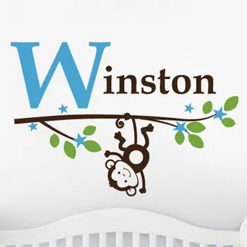 

Personalized Customize Monkey Name Initial Blossom Tree Branch Wall Sticker Decal Wallpaper Boy Baby Room Stickers Name Decor