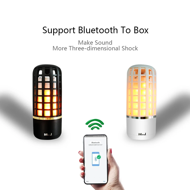 Светодиодные лампы M & J с эффектом пламени Беспроводная Bluetooth стереоколонка