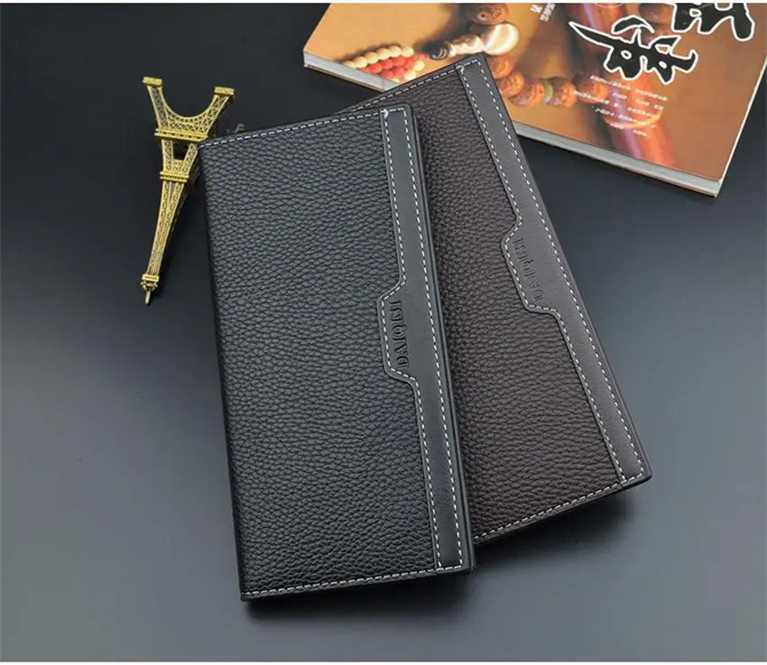 New Style Men PU Leather Long Clutch Wallet Business Cards Holder Purse Male Fashion Pocket Wallet Coin Bag Purse Billfold