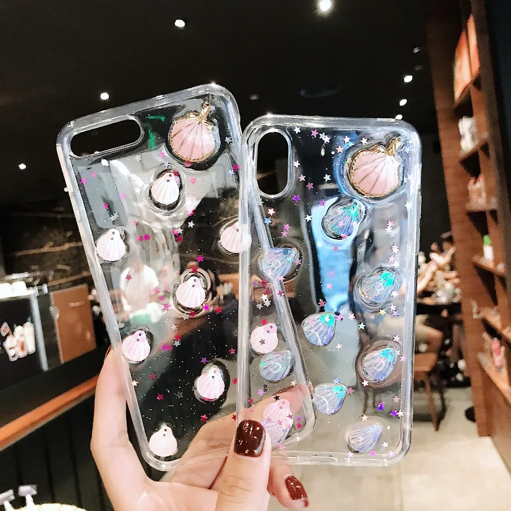

For iphone XS MAX XR X 7 8 plus Case Clear Glitter Star Cover Coque Case for iphone 6 s 6s plus iphone 8 plus 3D phone cases