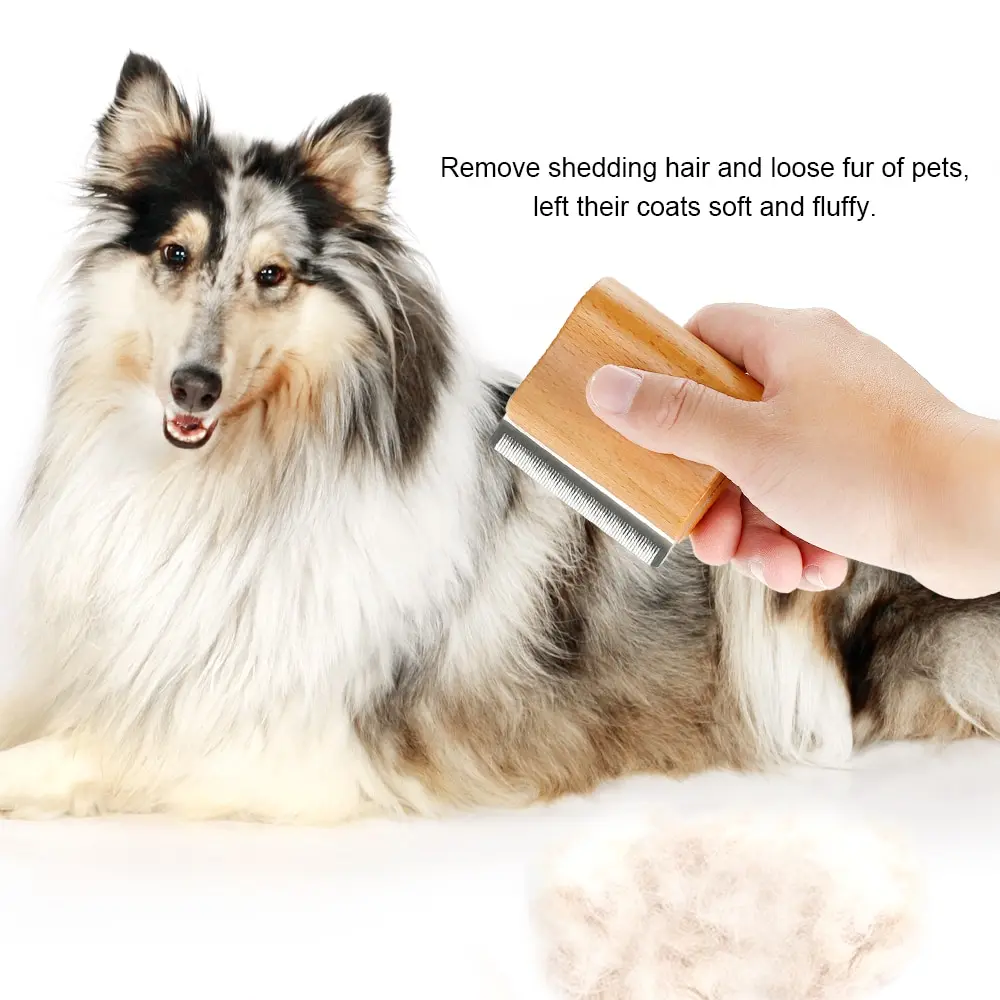 

Combs Dog Hair Remover Cat Brush Grooming Tools Deshedding Brush Wooden Handle Grooming Tool Loose Hair Removing Tool