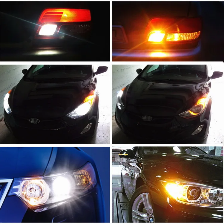 WLJH 2x желтый/белый двойной Цвет горки светодиодный 3157 3757 авто парковка указатель поворота светильник фонарь стоп-сигнала задние лампы 10В-30В