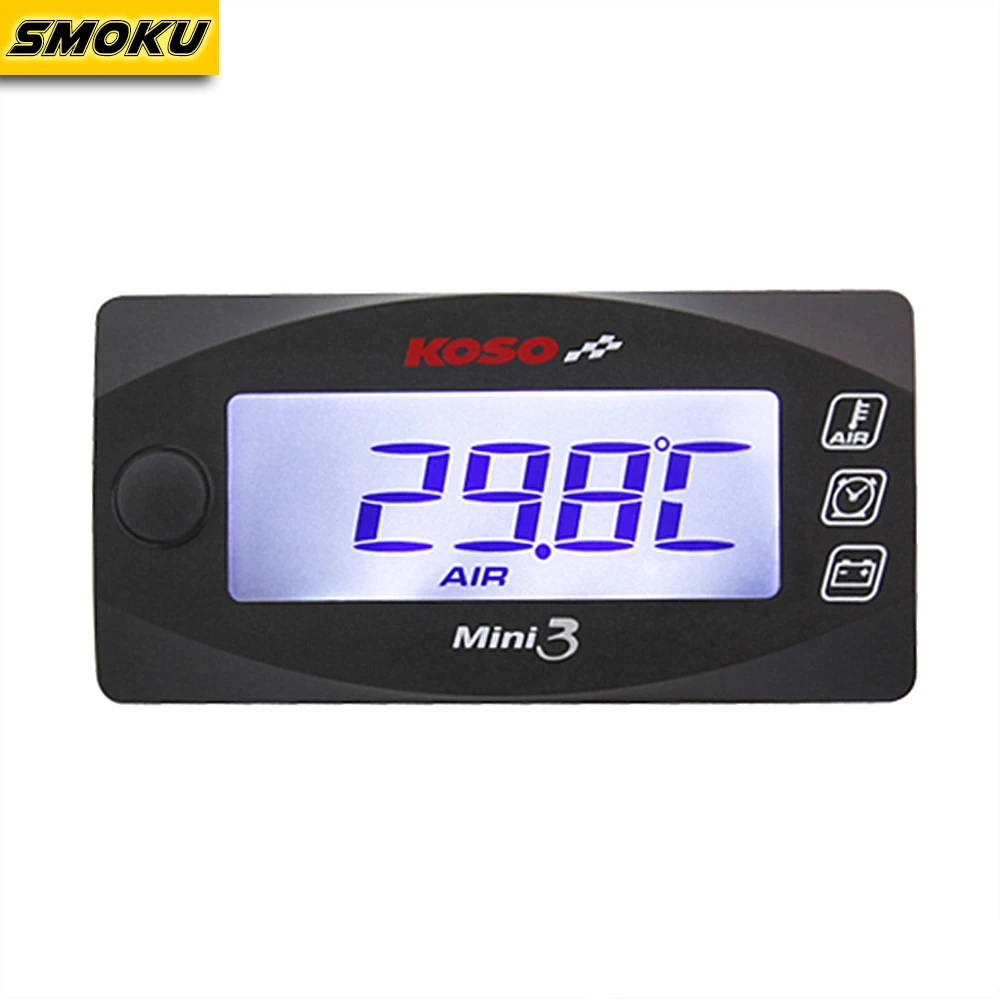 Qiilu Mini 3-in-1 Motorcycle Digital Air Temperature & Time Clock & DC 12V Voltmeter Voltage Meter LED Display