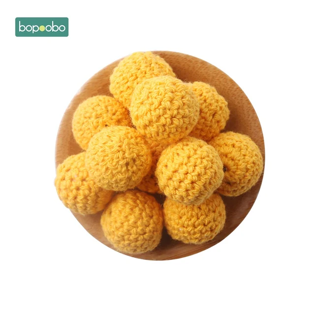 Bopoobo 20mm 10pcs Wooden Crochet Beads Chewable Beads DIY Wooden Teething Knitting Beads Jewelry Crib Sensory Toy Baby Teether 22