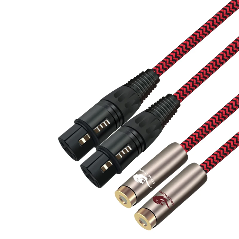 Аудиокабель Audiophile Femle Dual RCA to XLR 3 Pin Female для микрофона усилитель миксер сабвуфер