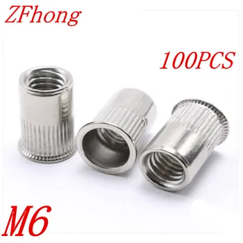 

100pcs/lot M6 304 Stainless Steel Rivnut Small Head Threaded Rivet Insert Nutsert Cap Rivet Nut