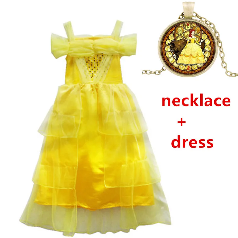 

New 2019 Kids Girl Beauty and Beast Cosplay Carnival Costume Kids Belle Princess Dress for Christmas Halloween Dress For 3-12yrs