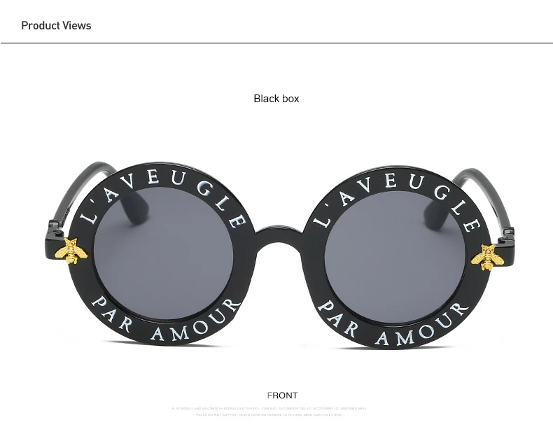 Retro Round Sunglasses English Letters Little Bee Men Women Brand Glasses Designer Fashion Male Female Eyewear1 (5)