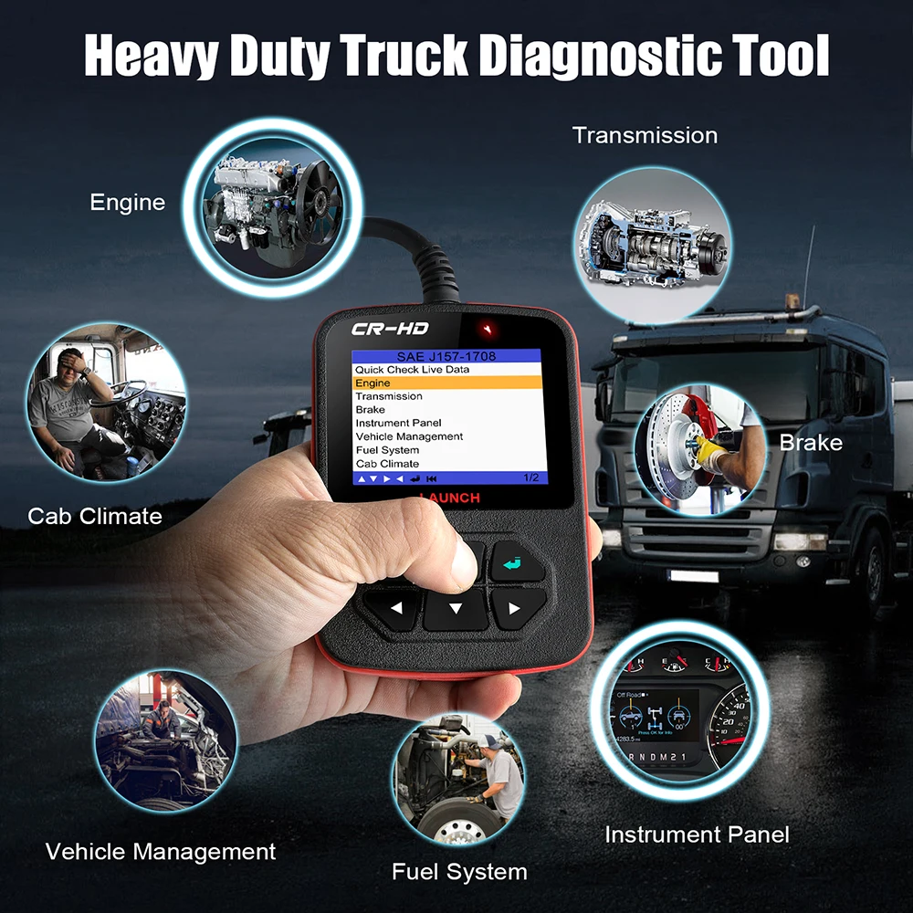 Старт X431 Creader CR-HD OBD2 сканер Heavy Duty Truck автомобильный диагностический инструмент мульти-Lanuages OBD Автомобильный сканер для 24V грузовик