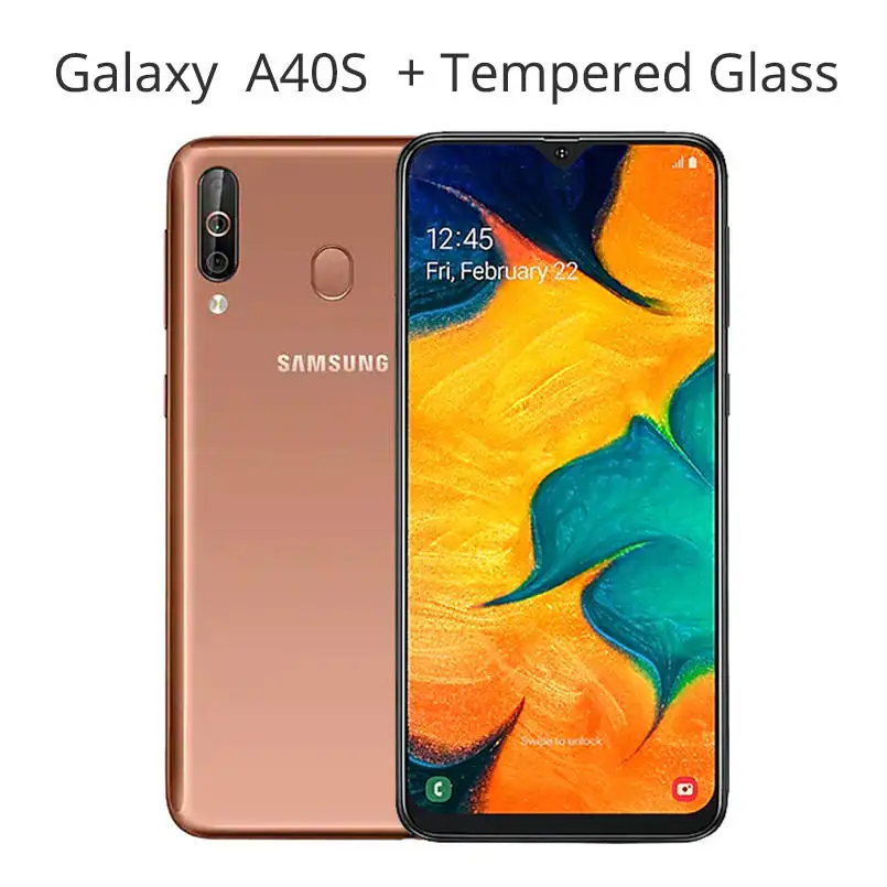 Samsung Galaxy A40S 6,4 дюймов HD+ 4G LTE мобильный телефон Android 6 ГБ ОЗУ 64 Гб ПЗУ 5000 мАч 123 ° ультра широкая камера смартфон - Цвет: With Tempered Glass