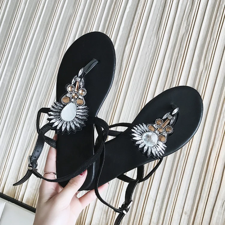Diamond Casual Sandals Women Summer Beach Shoes Gladiator Flat Sandals Ladies Bohemian beach Flip-flops (3)