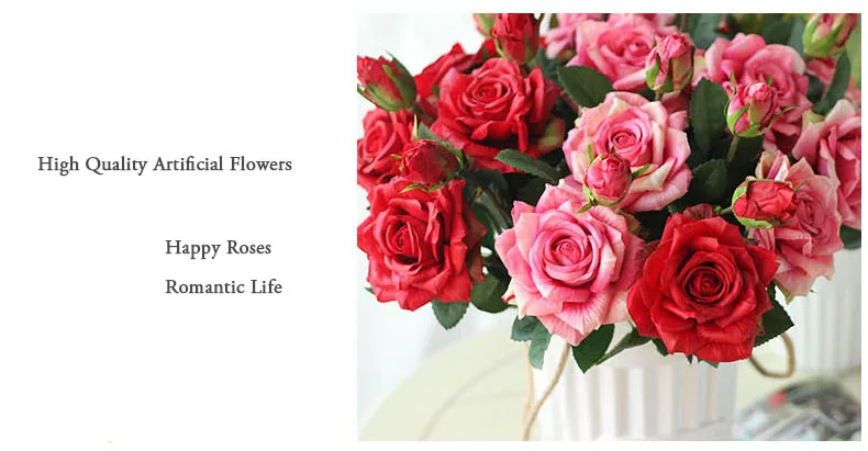 6 roses artificial flowers wedding home decor