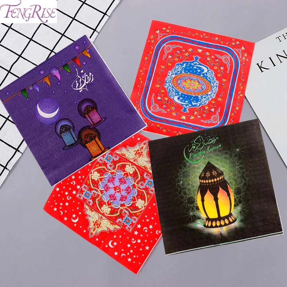 

FENGRISE 20PCS Napkins EID Decoration EID Mubarak Party Decor Ramadan Kareem Festival Party Supplies Event Party Tableware