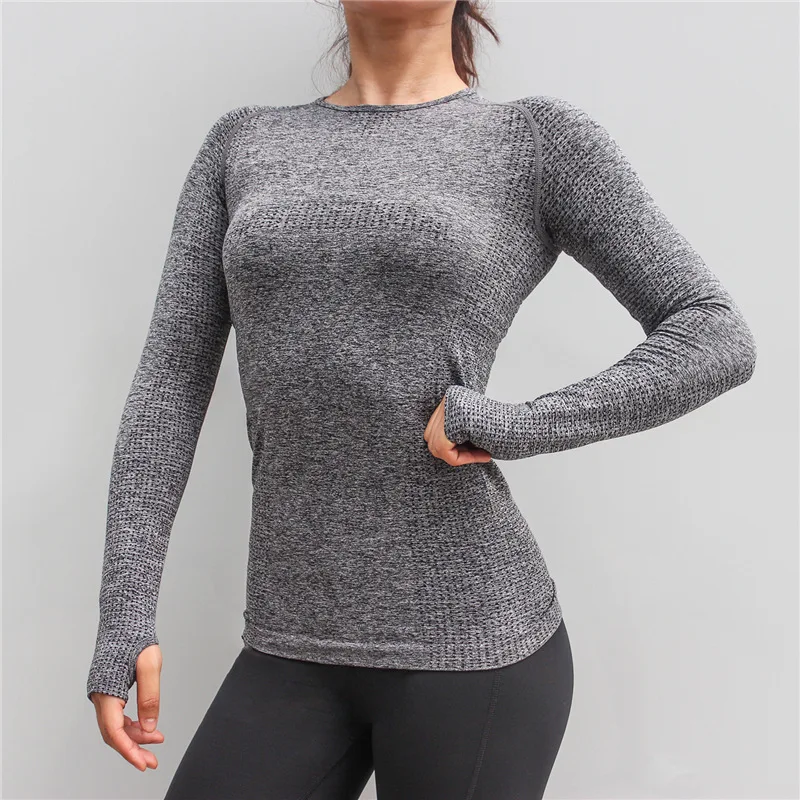 Women Sports T Shirt Long Sleeve with Thumb Hole Running T-Shirts Gym Yoga Workout Tops for Sports Wear