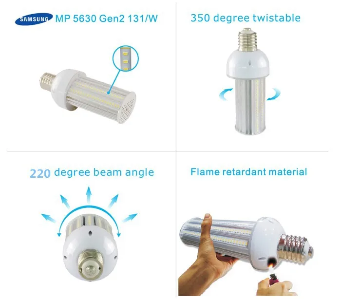 12 шт./лот E27/E40 25 Вт 220 градусов светодиодный уличный свет E40/E39 l30LM/W IP64
