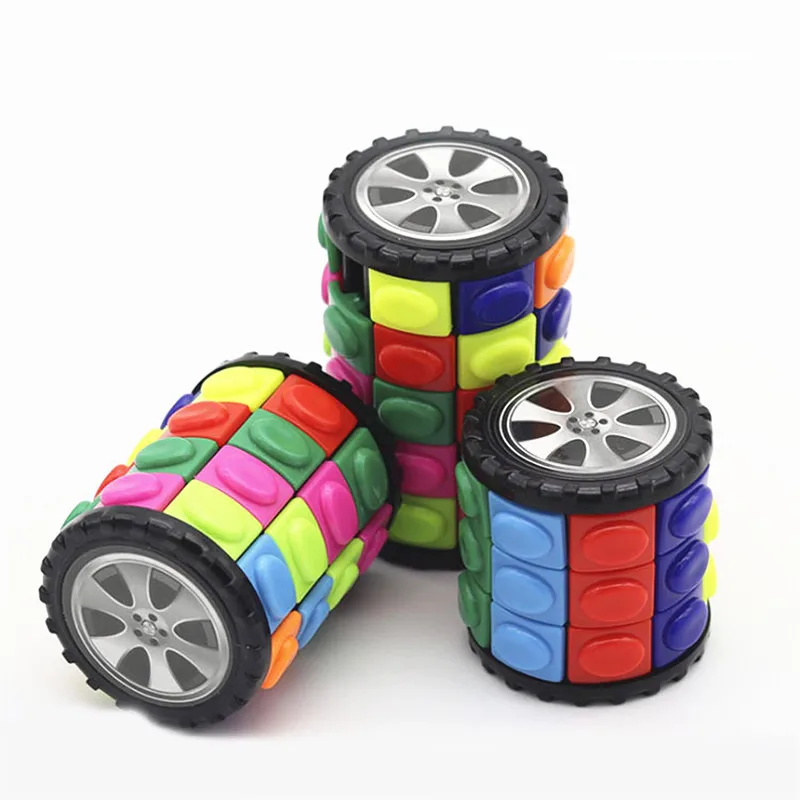 

3D Rotate Slide Babylon Tower Stress Cube Puzzle Toy Wheel Shape Magic Cube Colorful Cylinder Sliding Puzzle Toy For Kids Adult