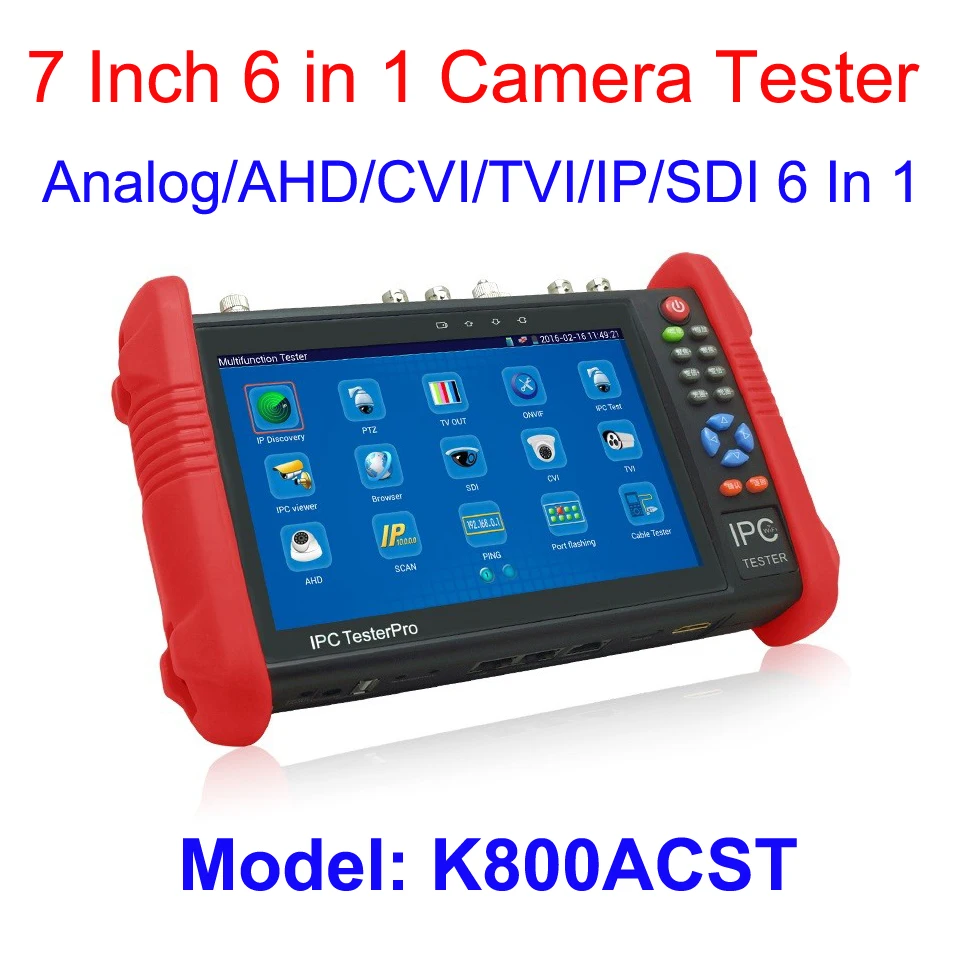 7 pollice touch screen 1080 p ip hd cctv tester monitor tvi prova di 3.0 monitor 6 in one ip hdsdi tvi hdcvi ahd analogico universale cctv