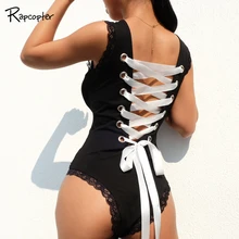Rapcopter женский черный Woden обтягивающие Боди женское соблазнительное кружевное повседневные модные комбинезоны для тела уличная повязка боди в поп-стиле