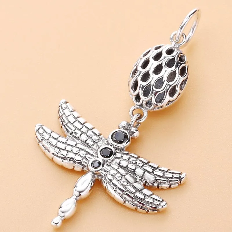 New 925 Sterling Silver Necklace Vintage Lucky Dragonfly With Adjust